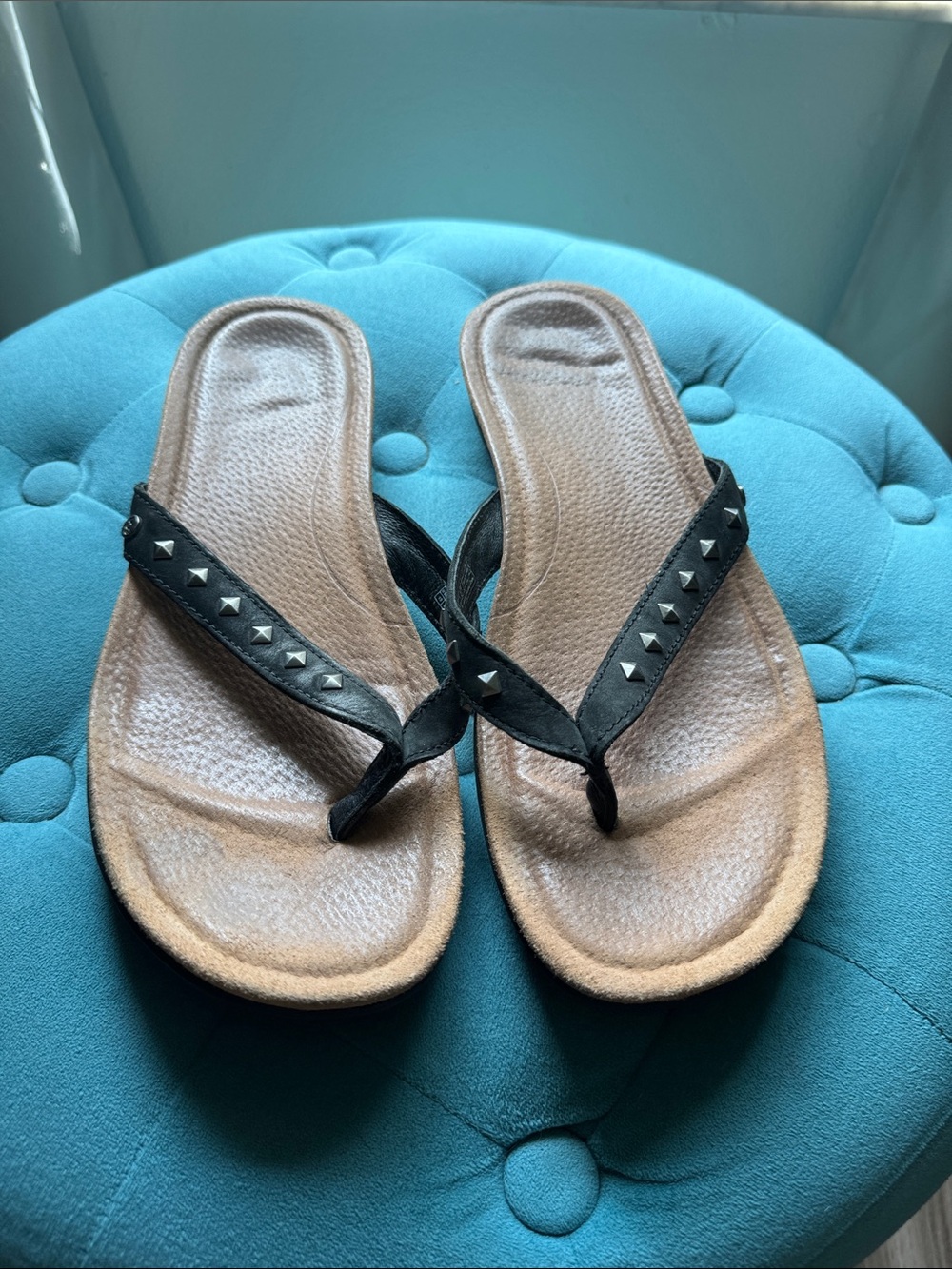 UGG Black Studded Thong Sandals